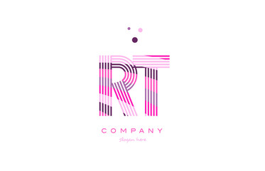 rt r t alphabet letter logo pink purple line icon template vector