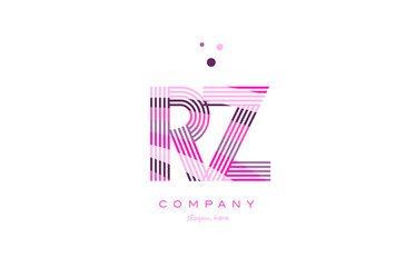 rz r z alphabet letter logo pink purple line icon template vector
