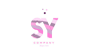 sy s y alphabet letter logo pink purple line icon template vector