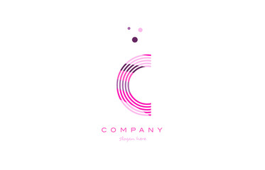 c alphabet letter logo pink purple line icon template vector