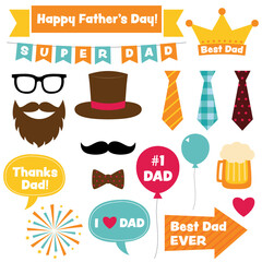 Fathers Day design elements and photo booth props  © lattesmile