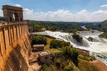 The Hartebeespoort dam wall, Hartebeespoort, South Africa.