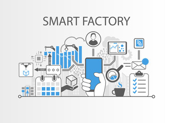 Smart factory or industrial internet of things background vector illustration