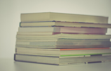 stack of books with retro color effected