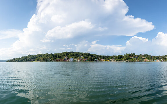 Panoramic view of Flores City and Lake - Flores, Peten, Guatemala