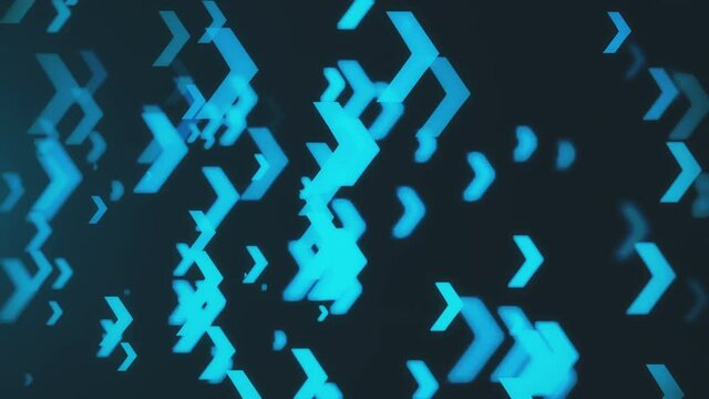 Abstract blue arrows background. Technology backdrop. Seamless loop