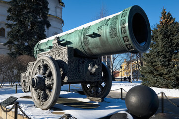 Tsar Cannon, a monument to the medieval Russian artillery, cast in 1586, gun weight 39.31 tons