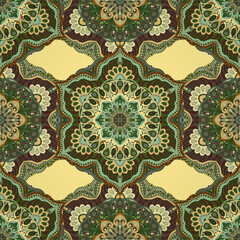 Ornate floral seamless texture, endless pattern with vintage mandala elements.