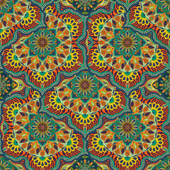 Ornate floral seamless texture, endless pattern with vintage mandala elements.