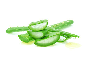 Aloe vera fresh leaf on white