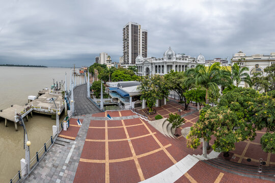 View of Malecon 2000 waterfront promenade - Guayaquil, Ecuador
