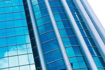 Office building glass window close up business background