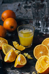 Fresh orange  juice and fruits