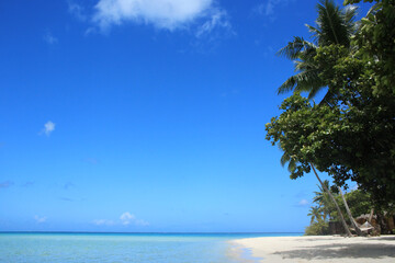 タヒチの南国リゾートビーチで水平線を見てリラックス 
Relax with horizon in resort beach in Tahiti
