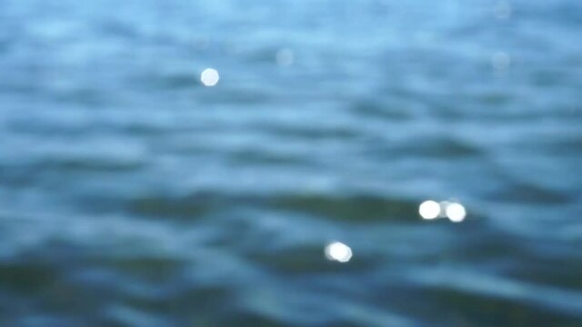 tanzende lichter &uuml;ber dem wasser - unscharfer sommer hintergrund