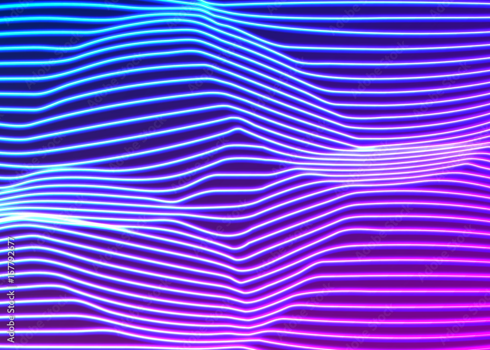 Poster neon lines background with glowing 80s new retro vapor wave style