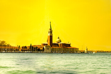 Fototapeta premium Calm morning with view of San Giorgio Maggiore island in warm summer Venice, Italy