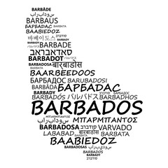 Barbados. Business and travel concept background. Word cloud with country name in different languages of the world.
