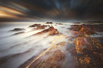 Long exposure shot of stormy seascape. A concept of nature's power.