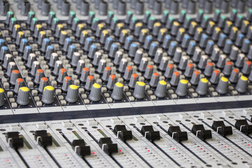 Fototapeta premium Professional Sound mixing console with knobs