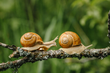Snails  with wedding  golden ring