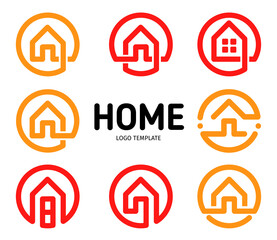 Home logos outline style vector collection. Real estate business icons set. House isolated icon. Apartment creative simple logotype.