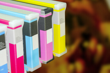 Large printer format inkjet working. modern digital printing press, concept, closeup of the toner...