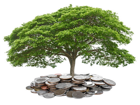 Idea Concept Tree Growth Money Saving Isolate On White Background