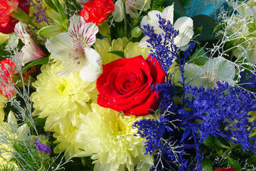A beautiful bouquet of garden festive flowers.
