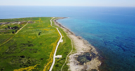 Landscape of a transparent clear blue Mediterranean Sea. The island of Cyprus. Resort. blue lagoon