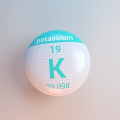3D rendering periodic table icon potassium