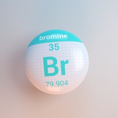 3D rendering periodic table icon bromine