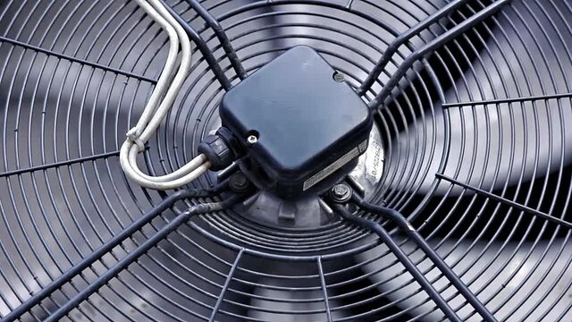 Ventilation fan. The blades of fan of flow-exhaust ventilation system of the building.