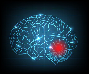 Abstract brain wave concept on blue background, brain concept