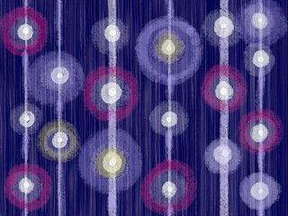 Colorful hand drawn blue stripe abstract oil color texture background with geometric violet circles, illustration of vertical lines painted by oil color and pastel on canvas, high quality