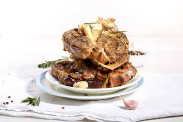 Ossobuco. Braised cross-cut beef shanks.