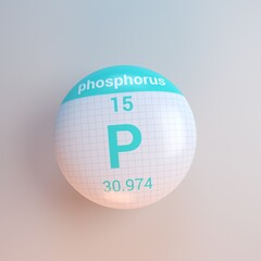 3D rendering periodic table icon phosphorus