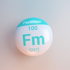 3D rendering periodic table icon fermium