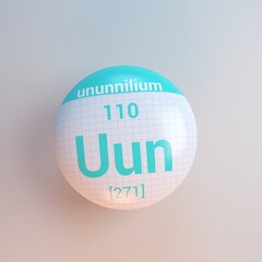3D rendering periodic table icon uun ununnilium