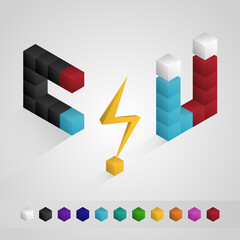 Electricity and Magnetic isometric icon isolated