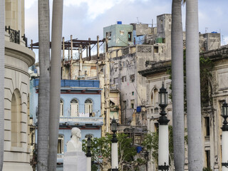 Ruined colonial house on the streets of old Havana, Cuba