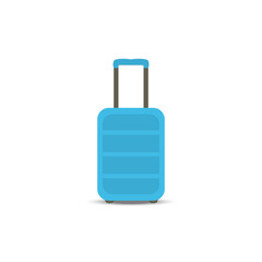 A modern blue suitcase with a shadow for travel and business trips. Vector illustration.