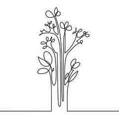 Continuous line drawing of abstract flowers. Vector illustration
