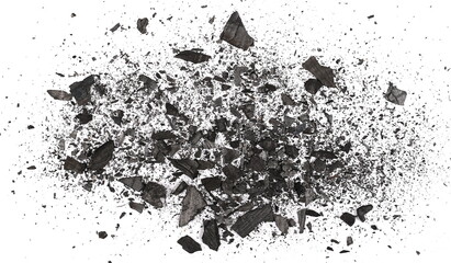 Fototapeta premium pile charcoal isolated on white background, xylanthrax, wood coal, top view