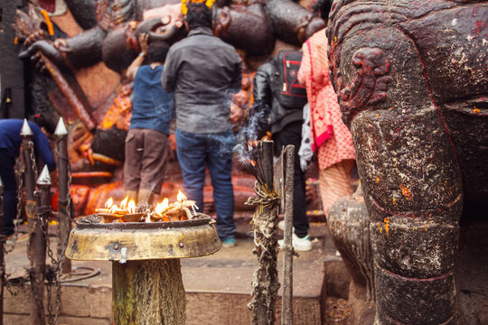 People Praying In Durbar Square Of Kathmandu, Nepal