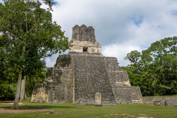 Fototapeta na wymiar Mayan Temple II at Tikal National Park - Guatemala