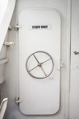 The staff room door on the boat.