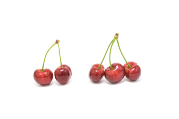  Sweet cherries isolated on white background