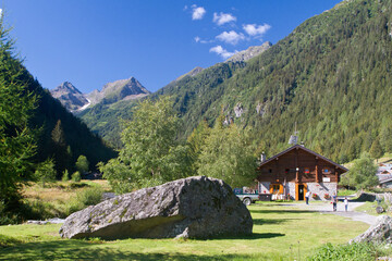 Campovecchio hut in Campovecchio valley during summer. Orobie Natural Park - Valcamonica - Lombardy