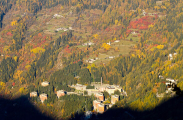 Sondalo hospital during autumn. Valtellina - Lombardy - Italy